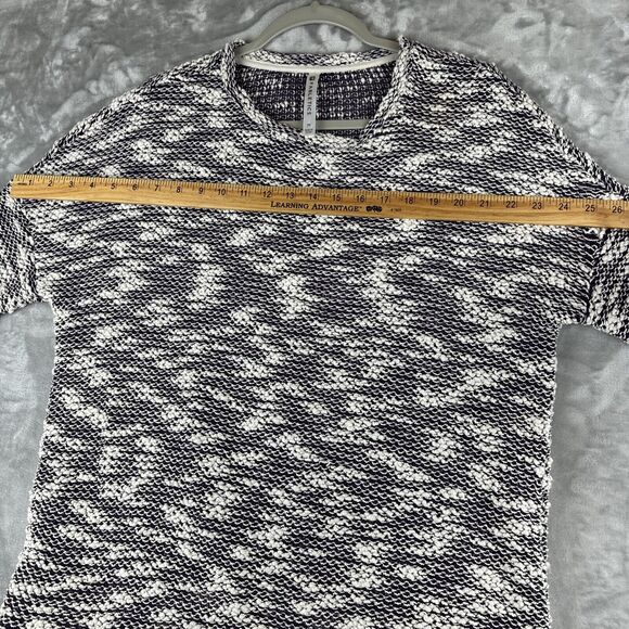 Fabletics Pullover Sweater Womens M White Purple Semi-Sheer Open Knit Top (0848) - Picture 6 of 8